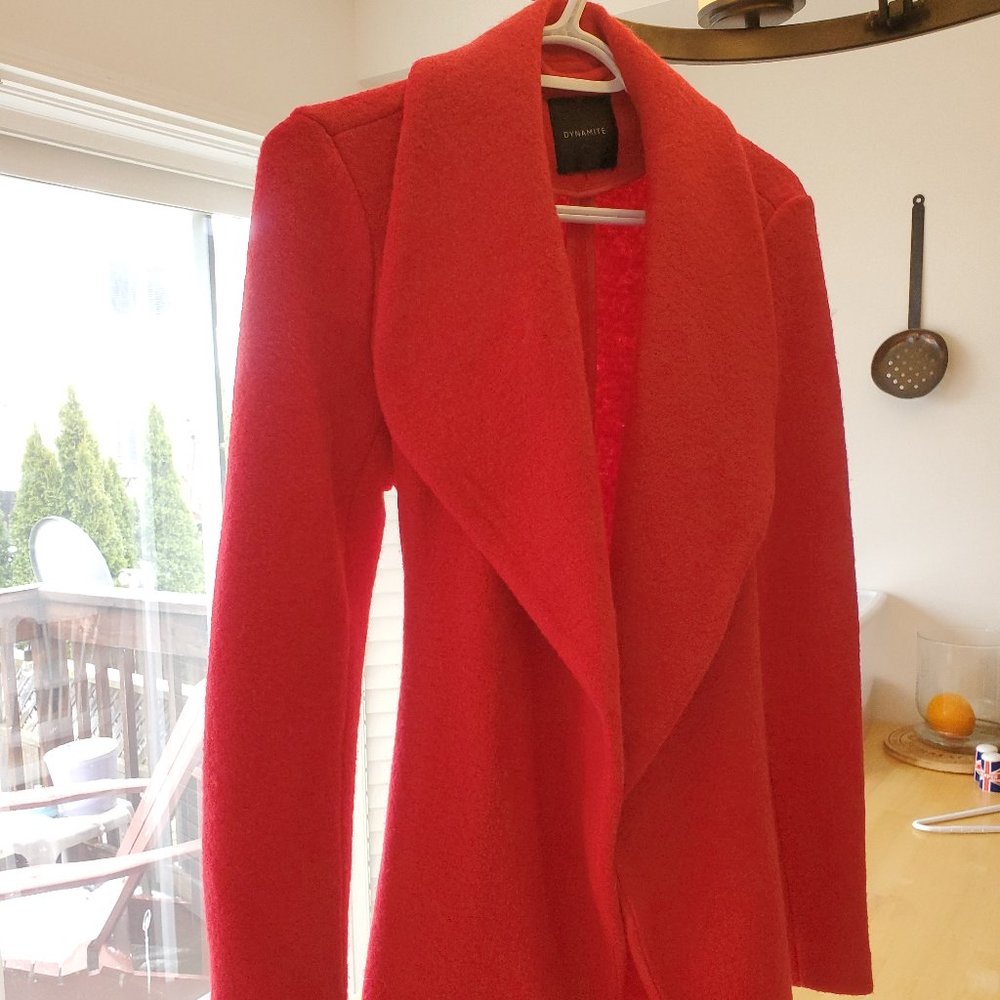 Mid length red coat